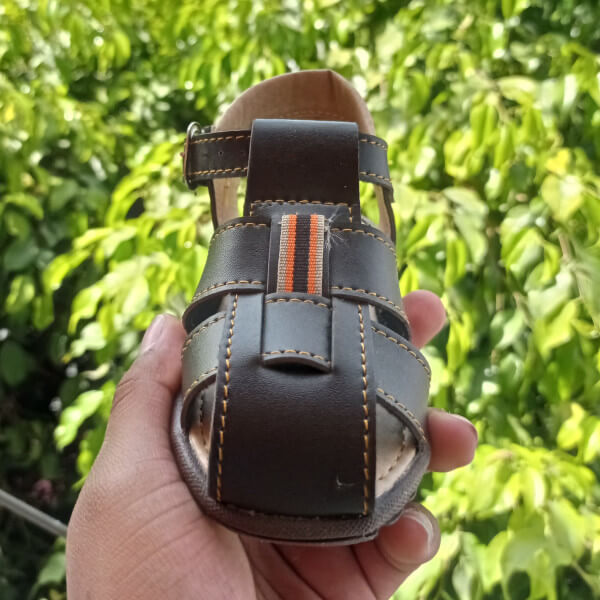 Brown Braided Huarache Sandals For Kids